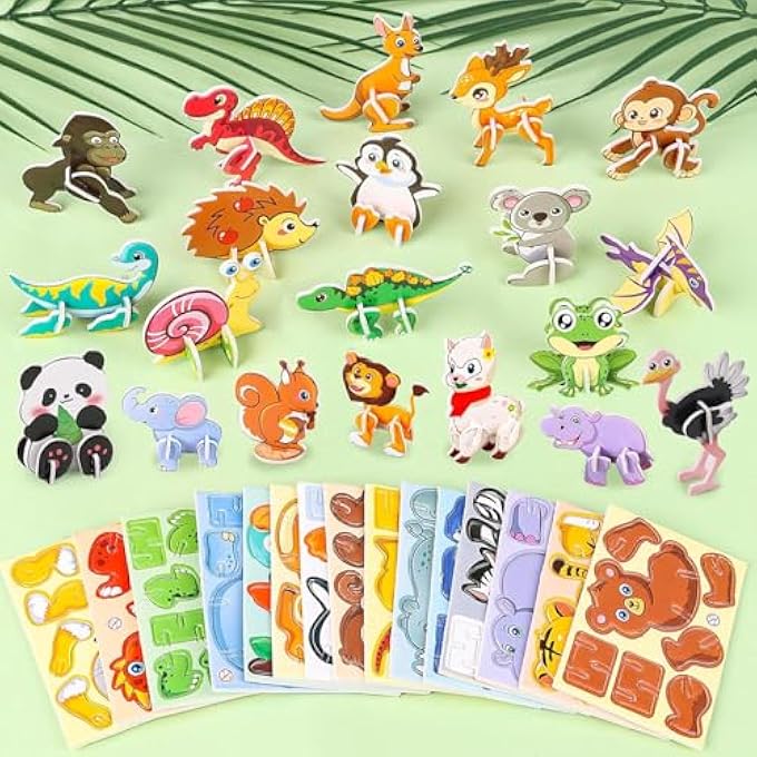 3D JIGSAW PUZZLE, 25 PIECES CARTOON ANIMAL PUZZLE, EDUCATIONAL 3D CARTOON PUZZLES FOR CHILDREN, MINI PUZZLE CHILDREN, 3D PUZZLE FOR KIDS TOYS, CARTOON PUZZLES, GIFT FOR BOYS GIRLS - Image 1